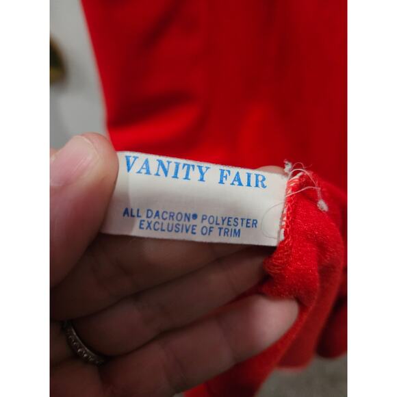 Vintage 70's Vanity Fair Velour Red White Ladies Robe Housecoat Size M - Picture 8 of 12